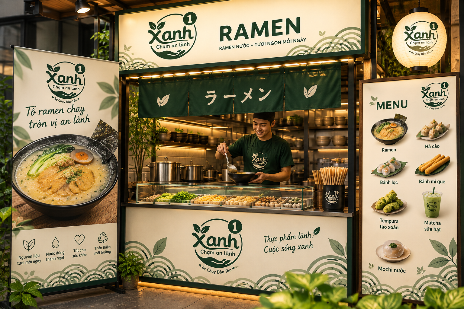 Quầy ramen ấm áp tại XANH